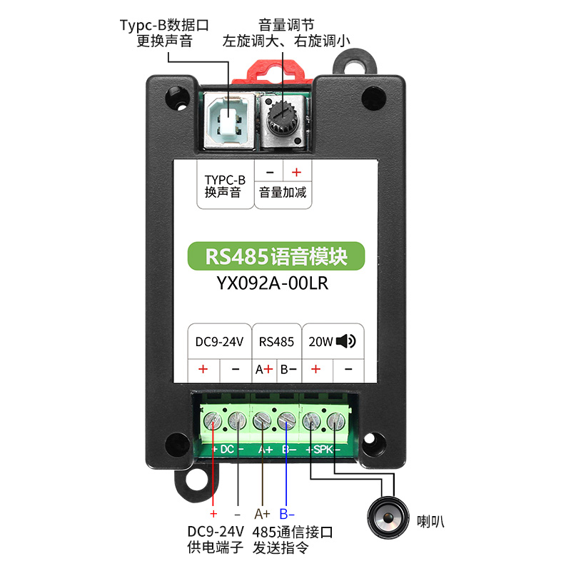 jbo竞博RS485语音？？？？？？閙odbus协议导轨装置工业报警？？？？？？閅X092A00LR